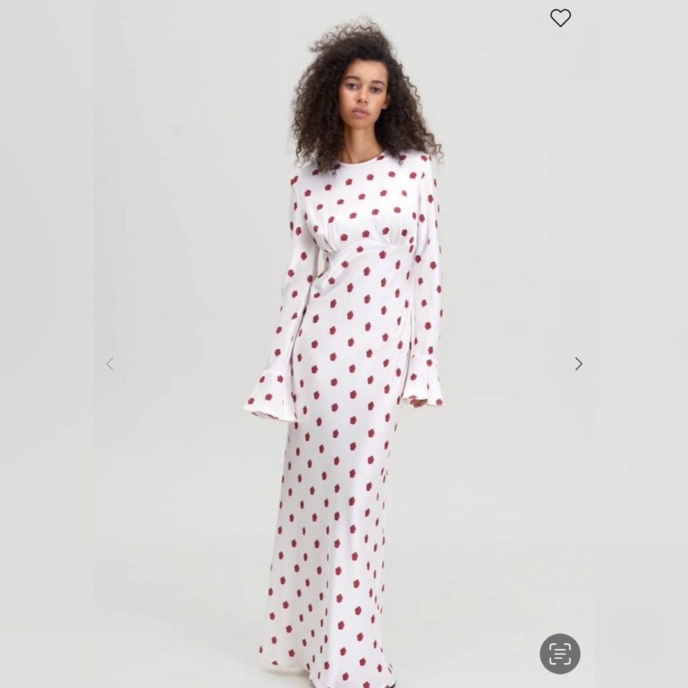 Elegant White and Red Flowers Dress size S